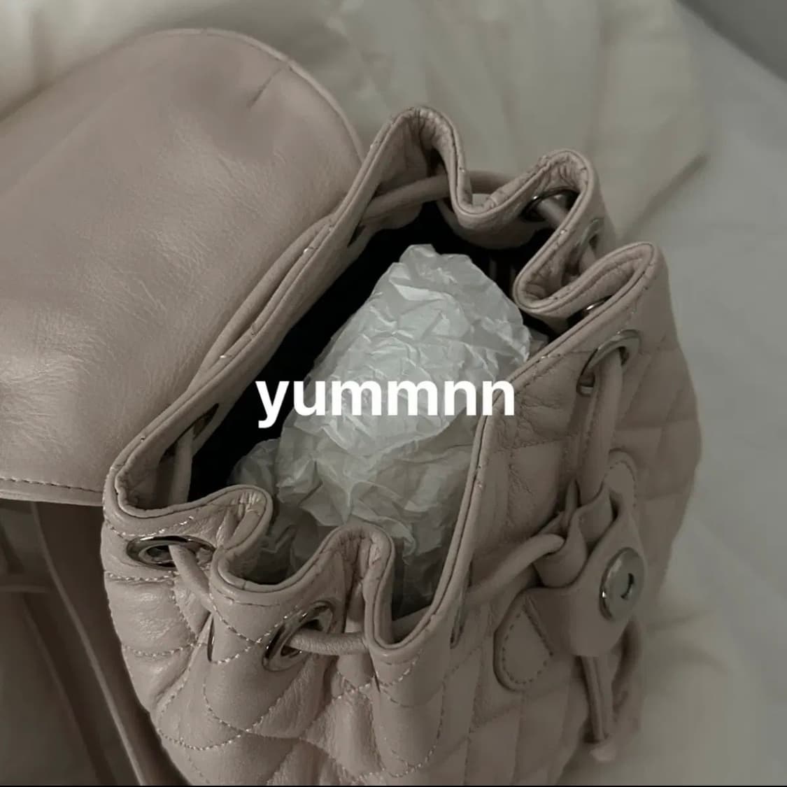 쓰리타임즈 아콘 퀄팅 백팩 가방 핑크 상품이미지5