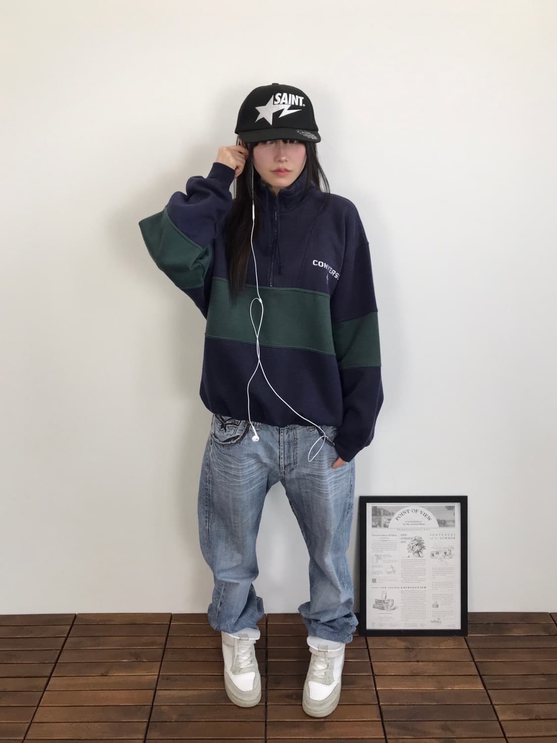 Converse Colorblock Half Zip Sweatshirt 상품이미지1