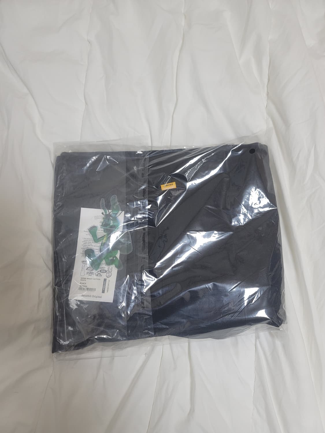 [새상품][M] 비에스래빗 미드90 배기 코튼 팬츠 블랙 상품이미지2