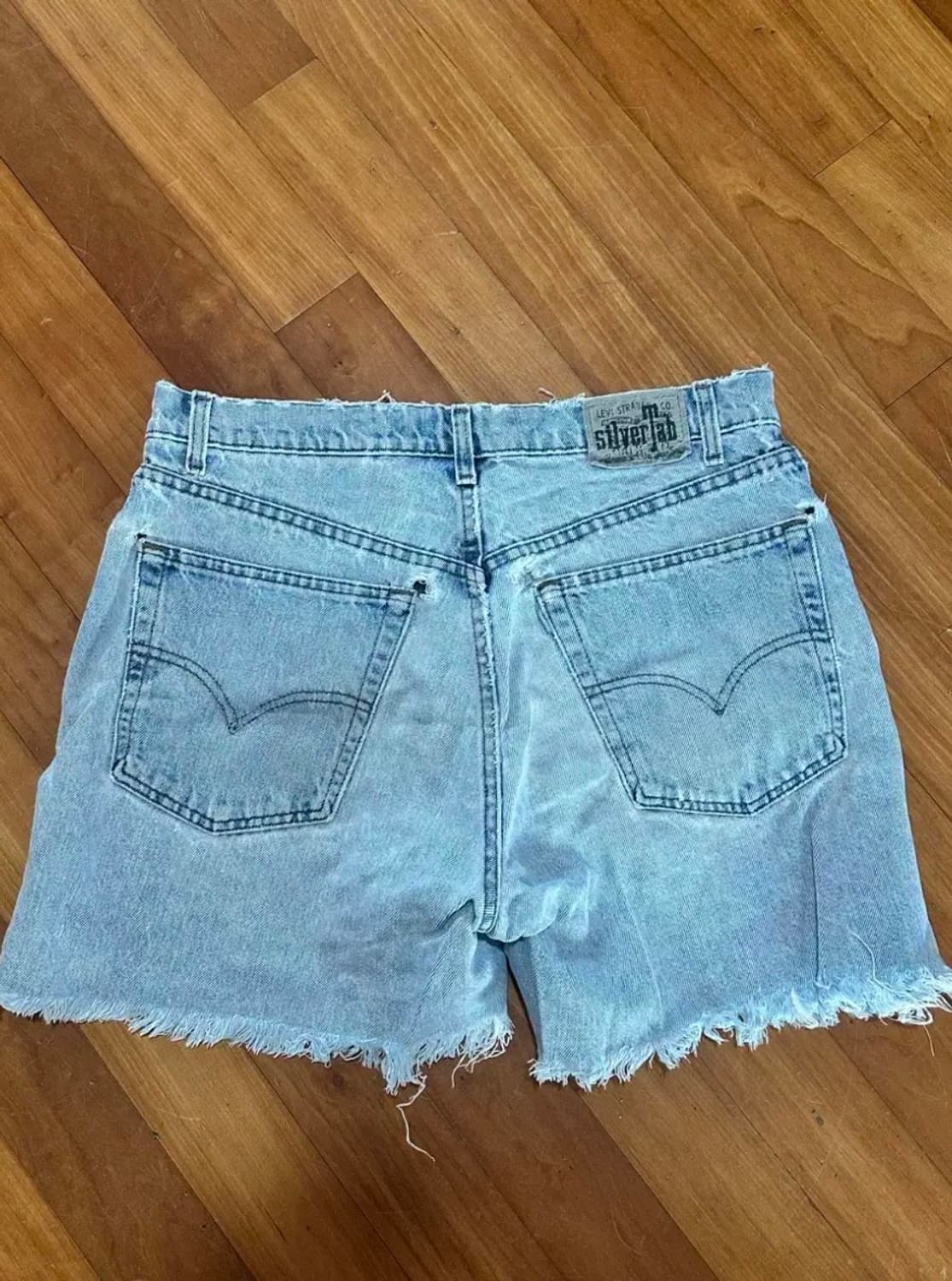 실버탭 배기핏 데님 숏팬츠 상품이미지2