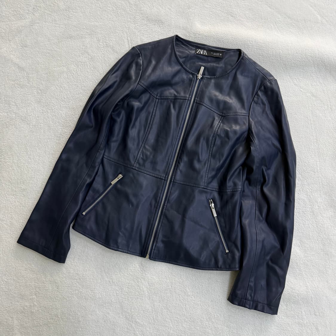L 자라 네이비 가죽 자켓 0413T 상품이미지1