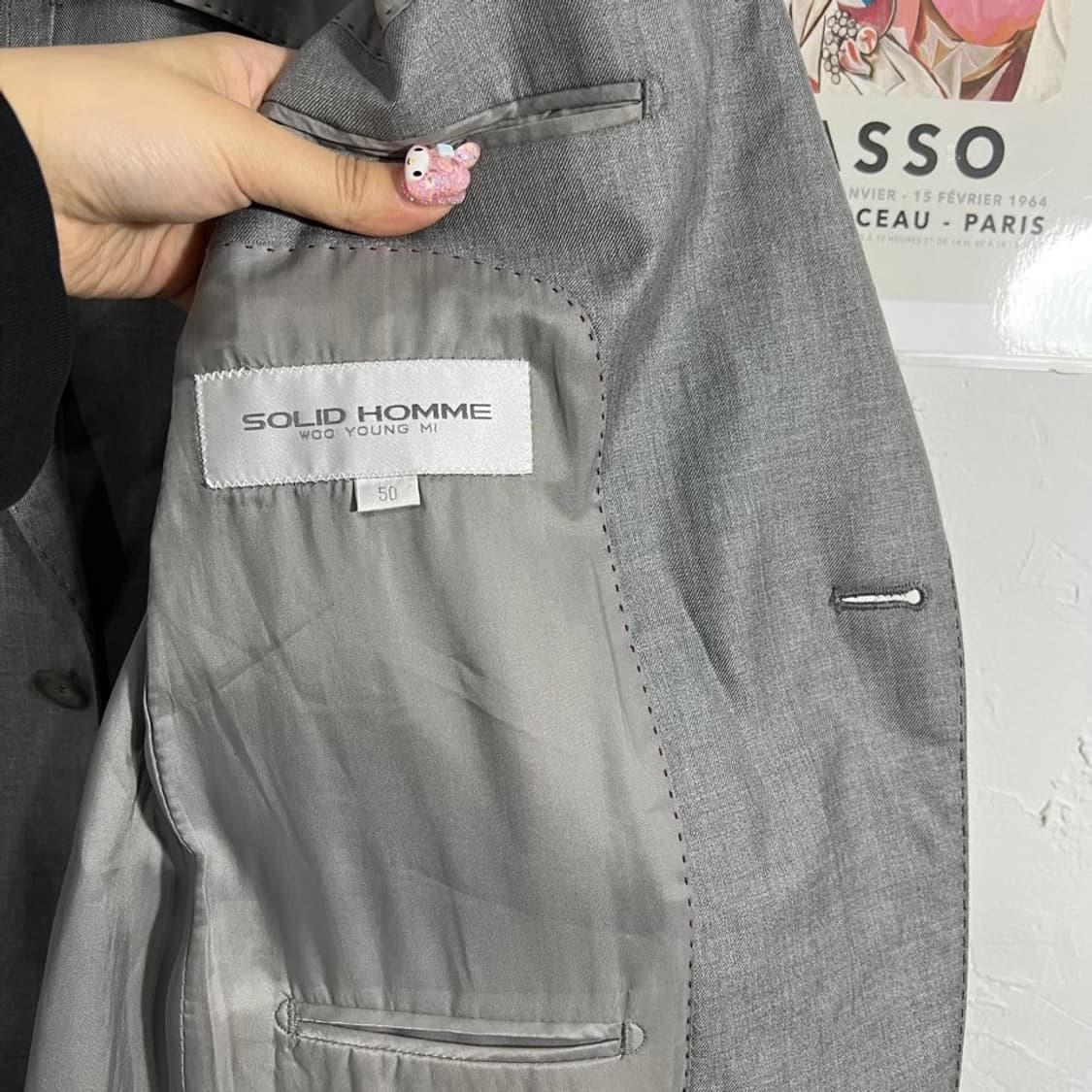 솔리드옴므 원버튼 울 실크 블레이저 상품이미지5