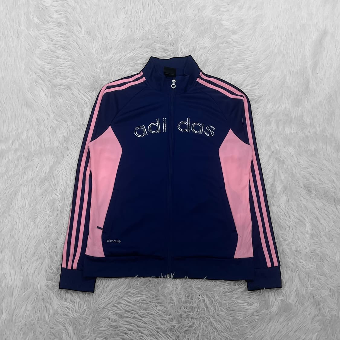 아디다스 글리터 큐빅 트랙탑 져지 네이비 핑크 상품이미지2