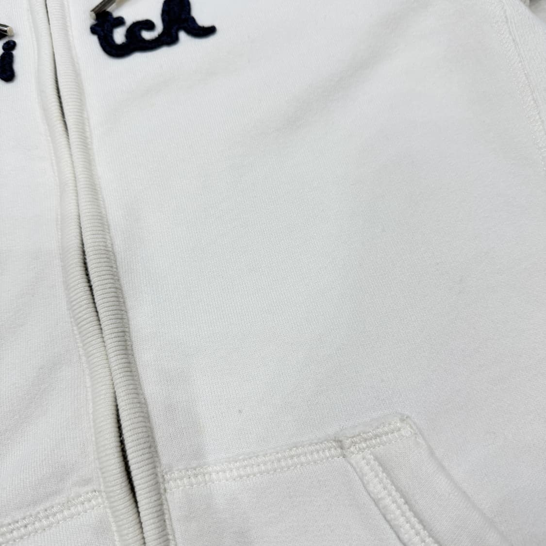 아베크롬비 빈티지 Y2K 스펠로고 기모 후드집업 자켓 화이트 L 상품이미지5