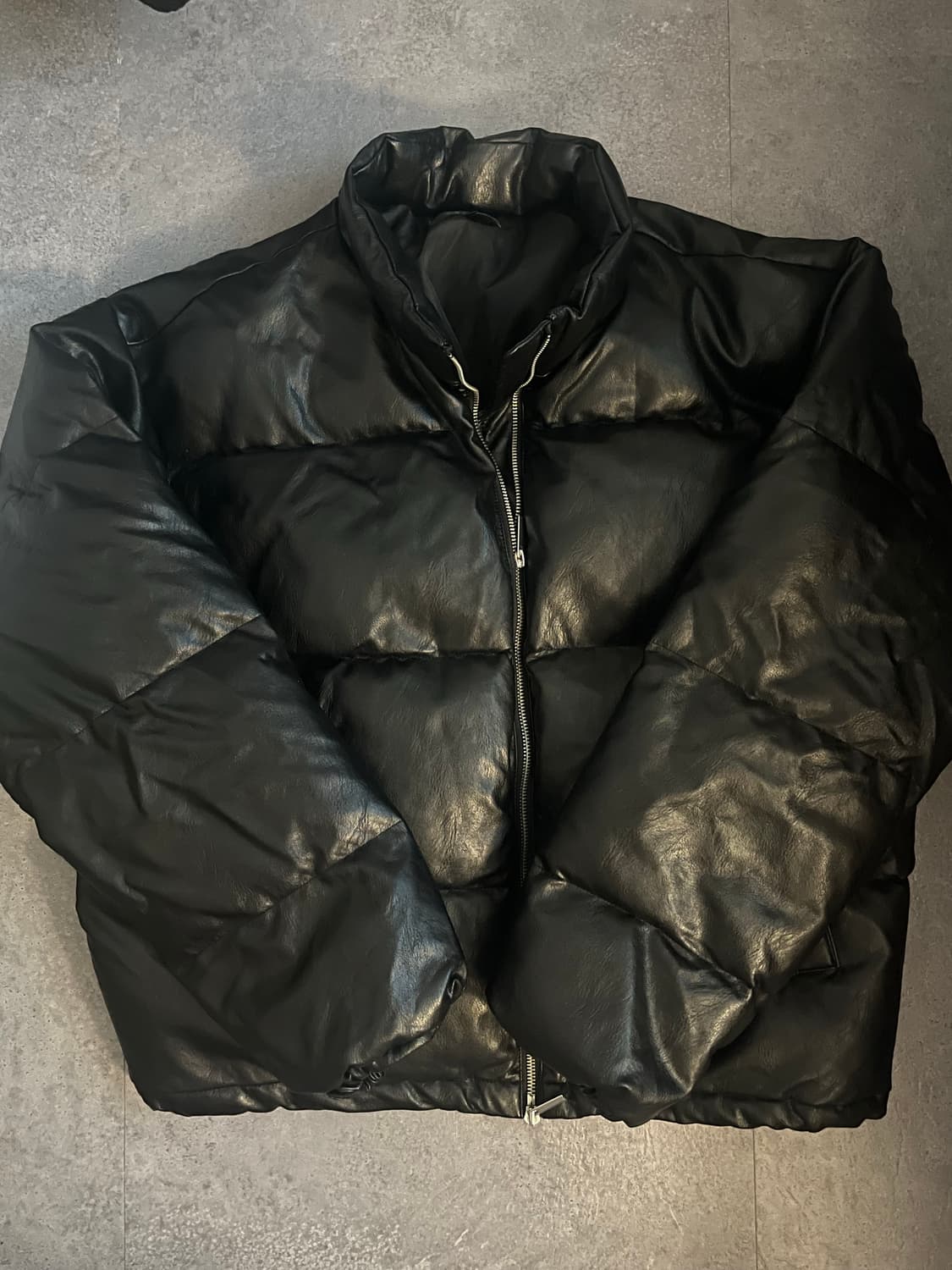 바스틱 블랙 레더 패딩 L사이즈 상품이미지1