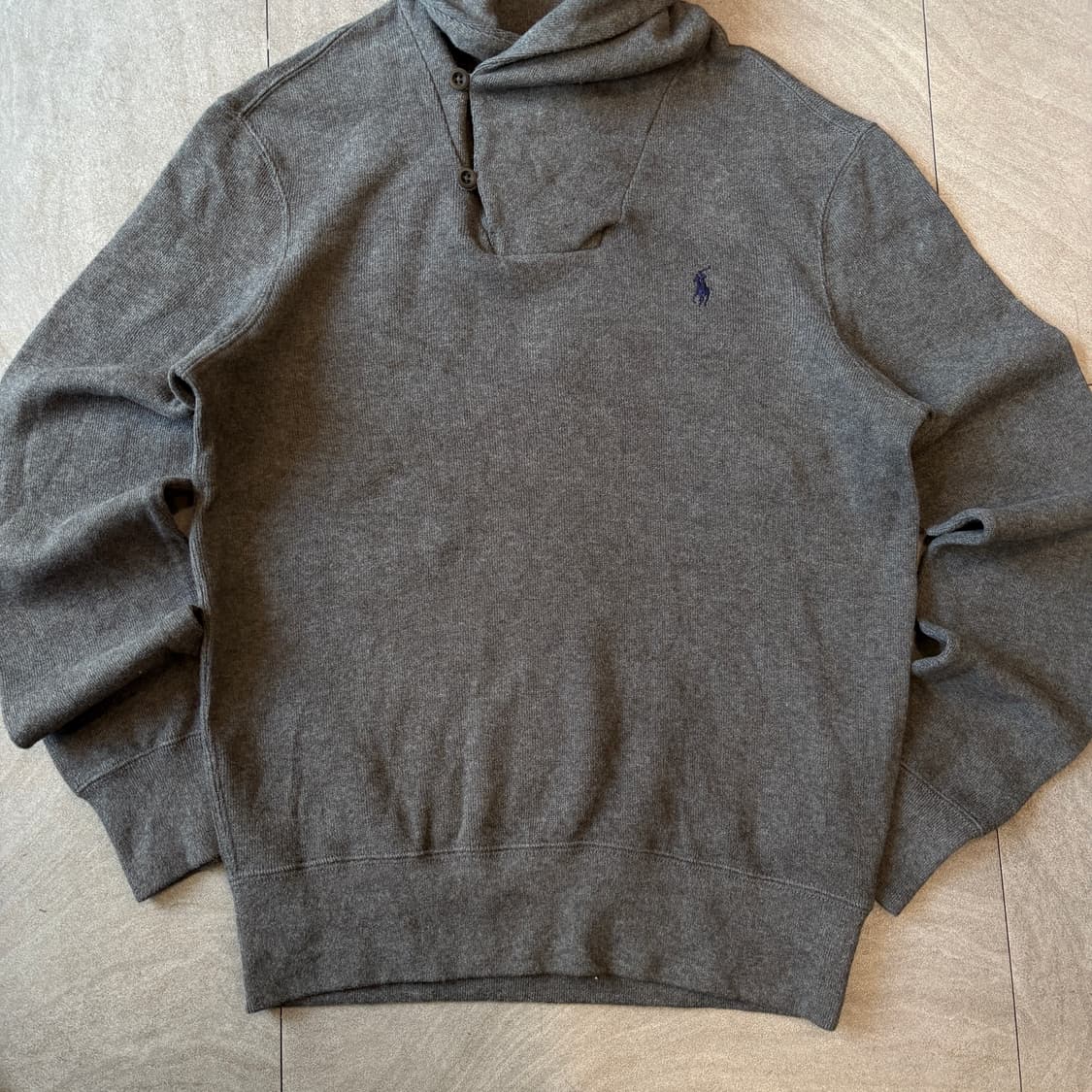 폴로 정품 그레이 코튼 숄카라 니트 상품이미지4