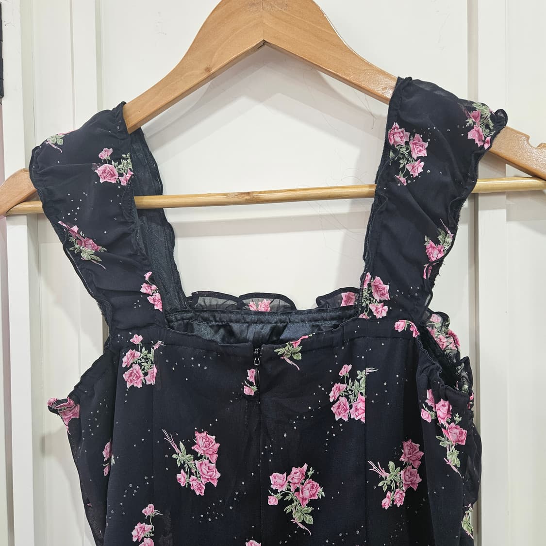 블랙 플라워 쉬폰 원피스 상품이미지5