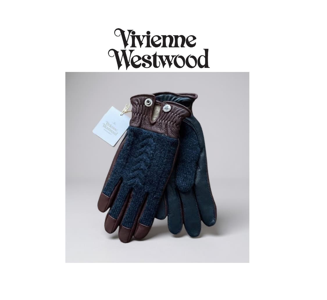 비비안웨스트우드 남성용 가죽 콤비 장갑 24cm (새상품) 상품이미지1