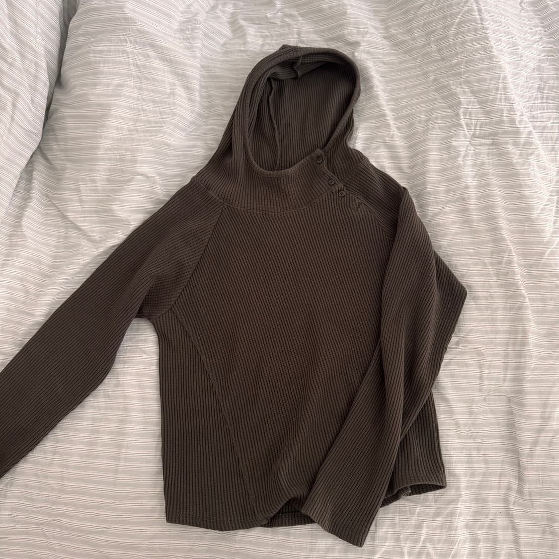 Button Waffle Hood (Khaki) 상품이미지2