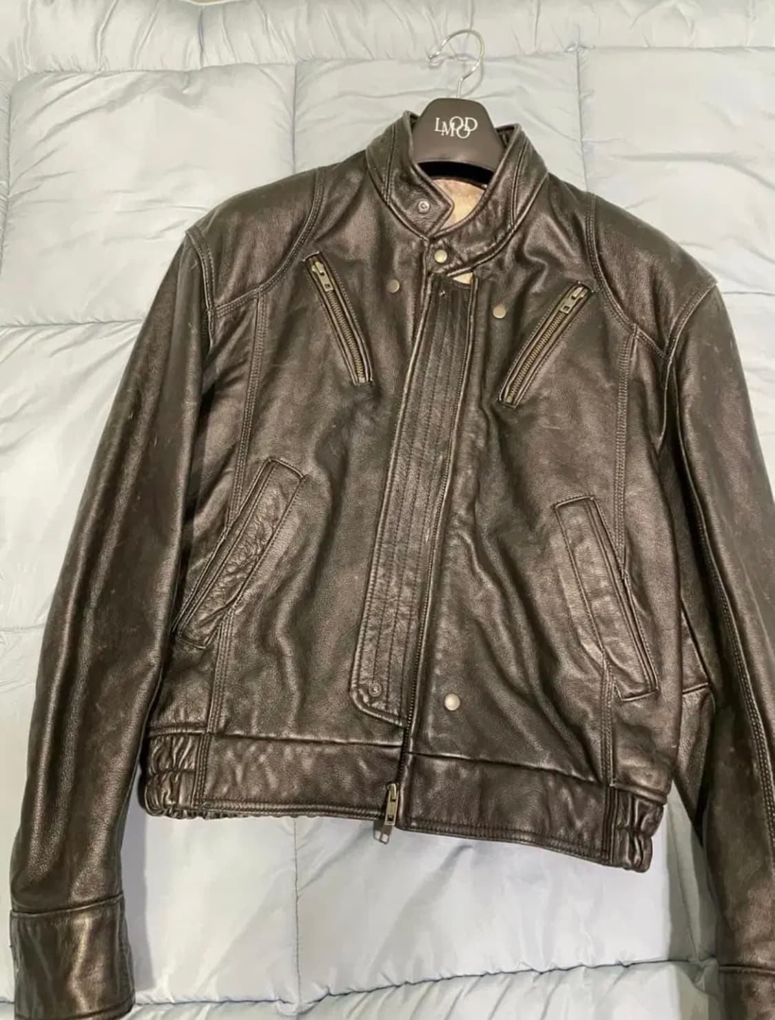 엘무드 스모커 카우하이드 바이커 레더 자켓 번트 블랙 상품이미지1