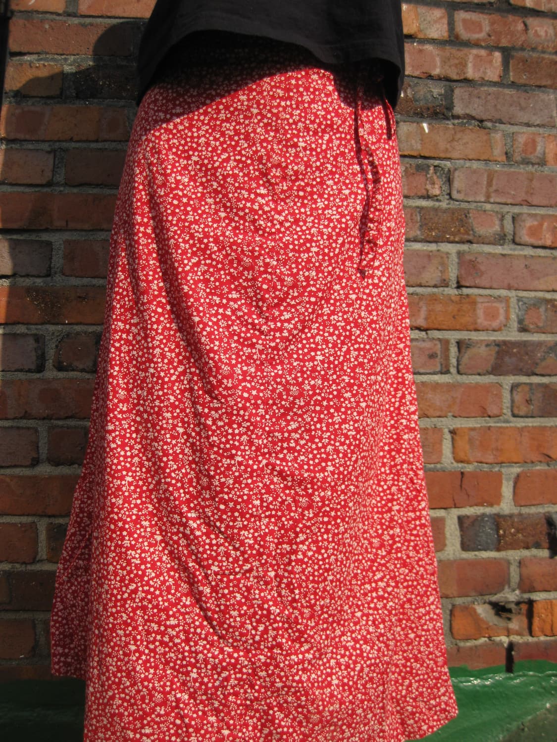 vintage 레드 잔꽃무늬 치마 상품이미지2