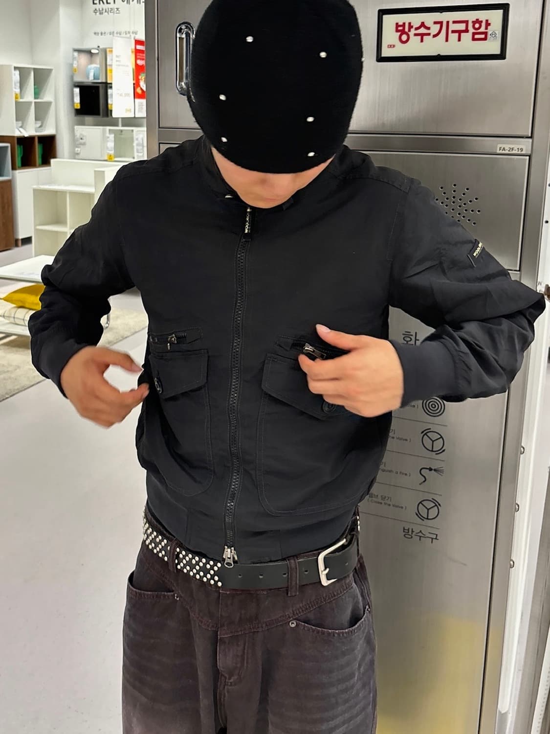 90s WOOLRICH 빈티지 블랙 세미크롭 jk 상품이미지1