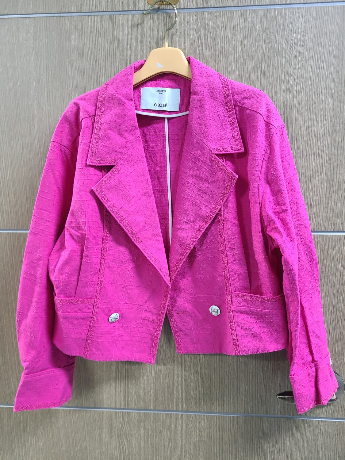 오브제 핑크 크롭 자켓 상품이미지1