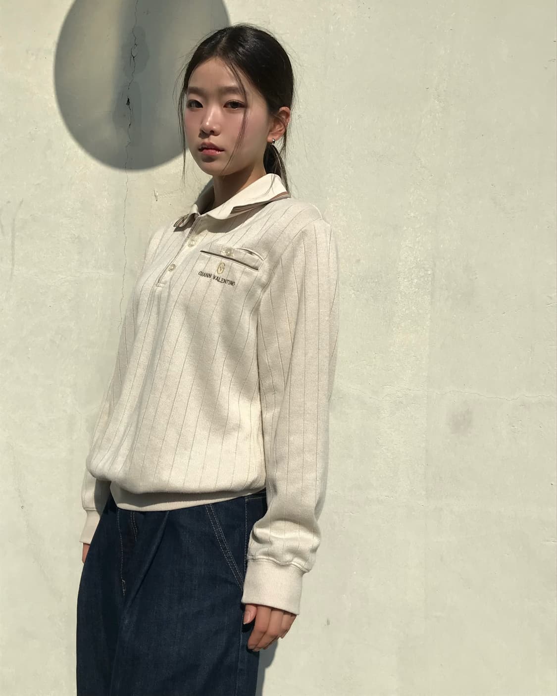 지아니 발렌티노 아이보리 카라 티 상품이미지2