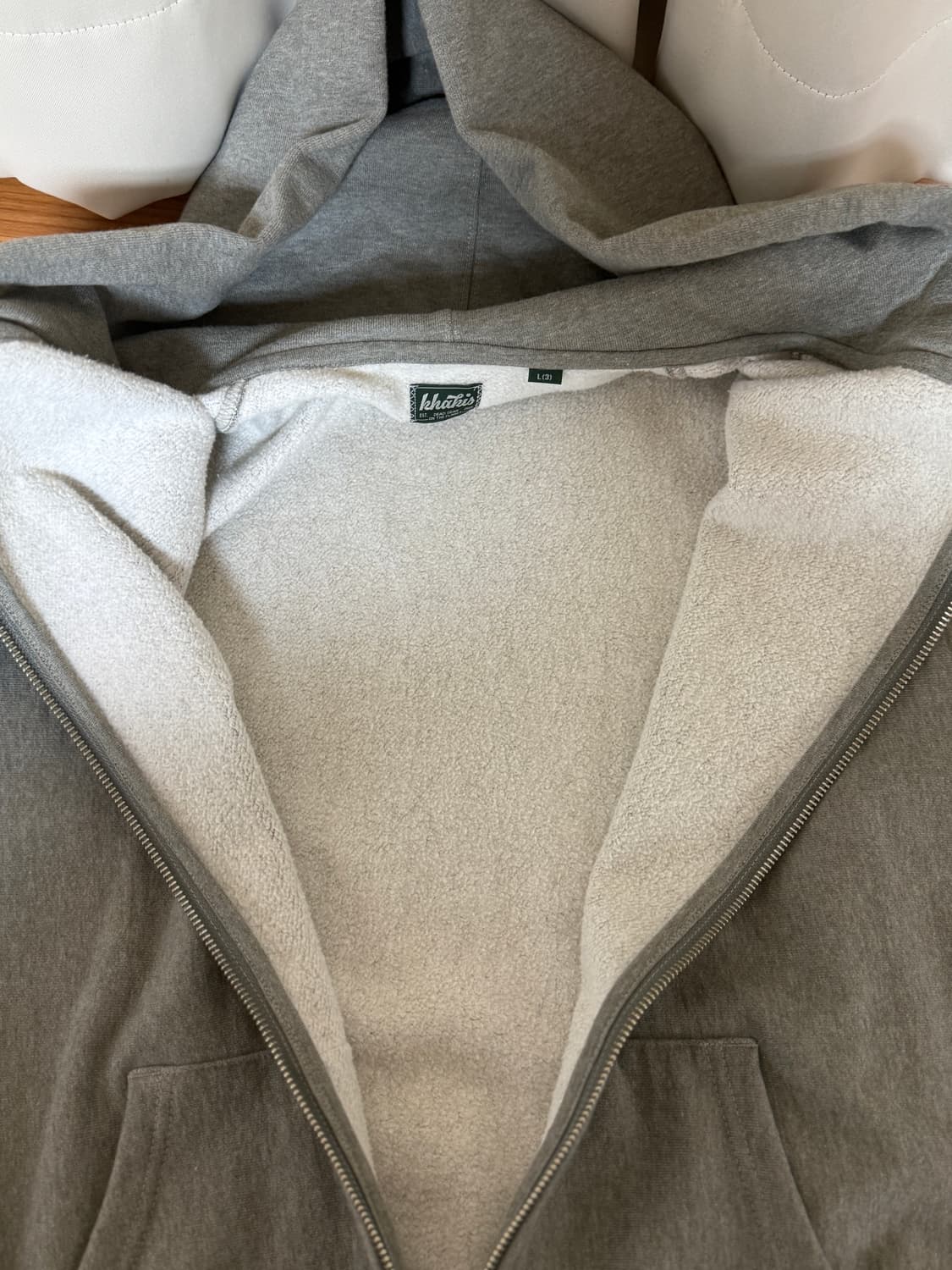 카키스 기모후드 집업 카키그레이 상품이미지2