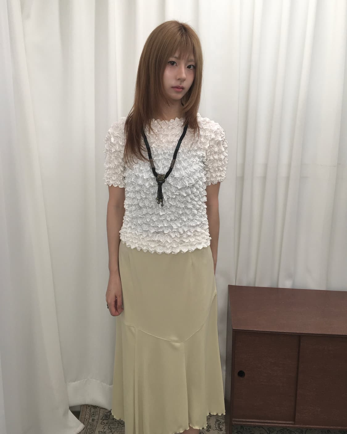 베이지 언발란스 롱 스커트 상품이미지3