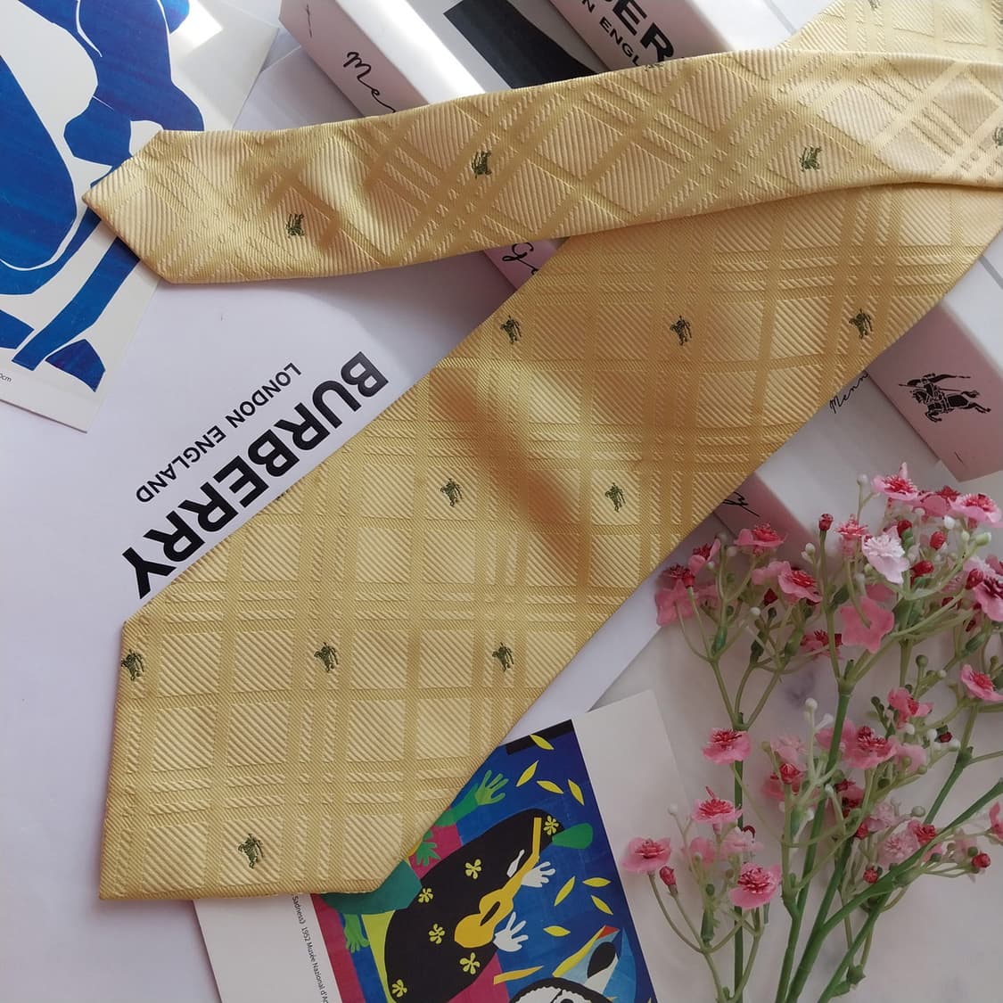 버버리 실크 레몬 체크 패턴 넥타이 9.8cm A등급 K2472 상품이미지3