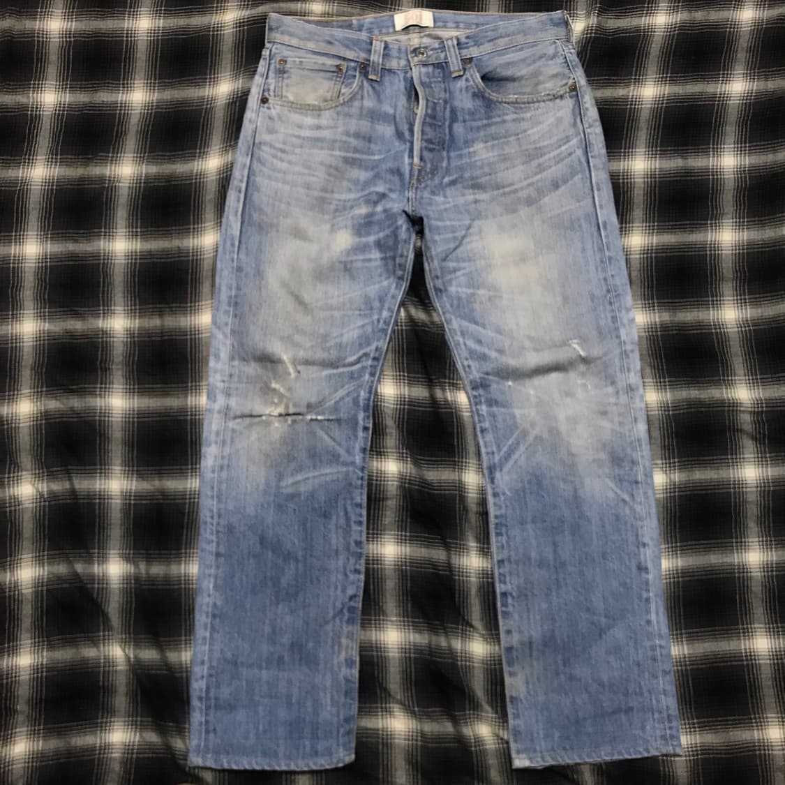 레어 90s 일본판 리바이스 501 버튼 플라이 스트레이트진 연청 상품이미지1