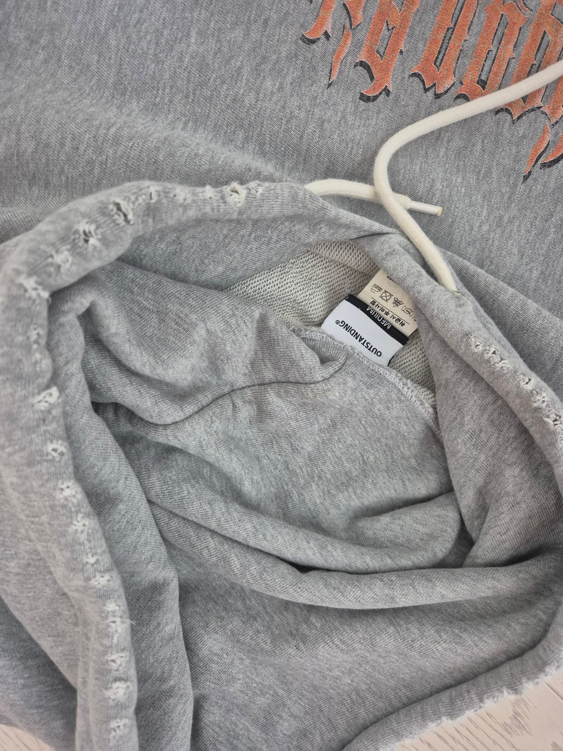 아웃스탠딩 회색 빈티지 후드티 상품이미지2