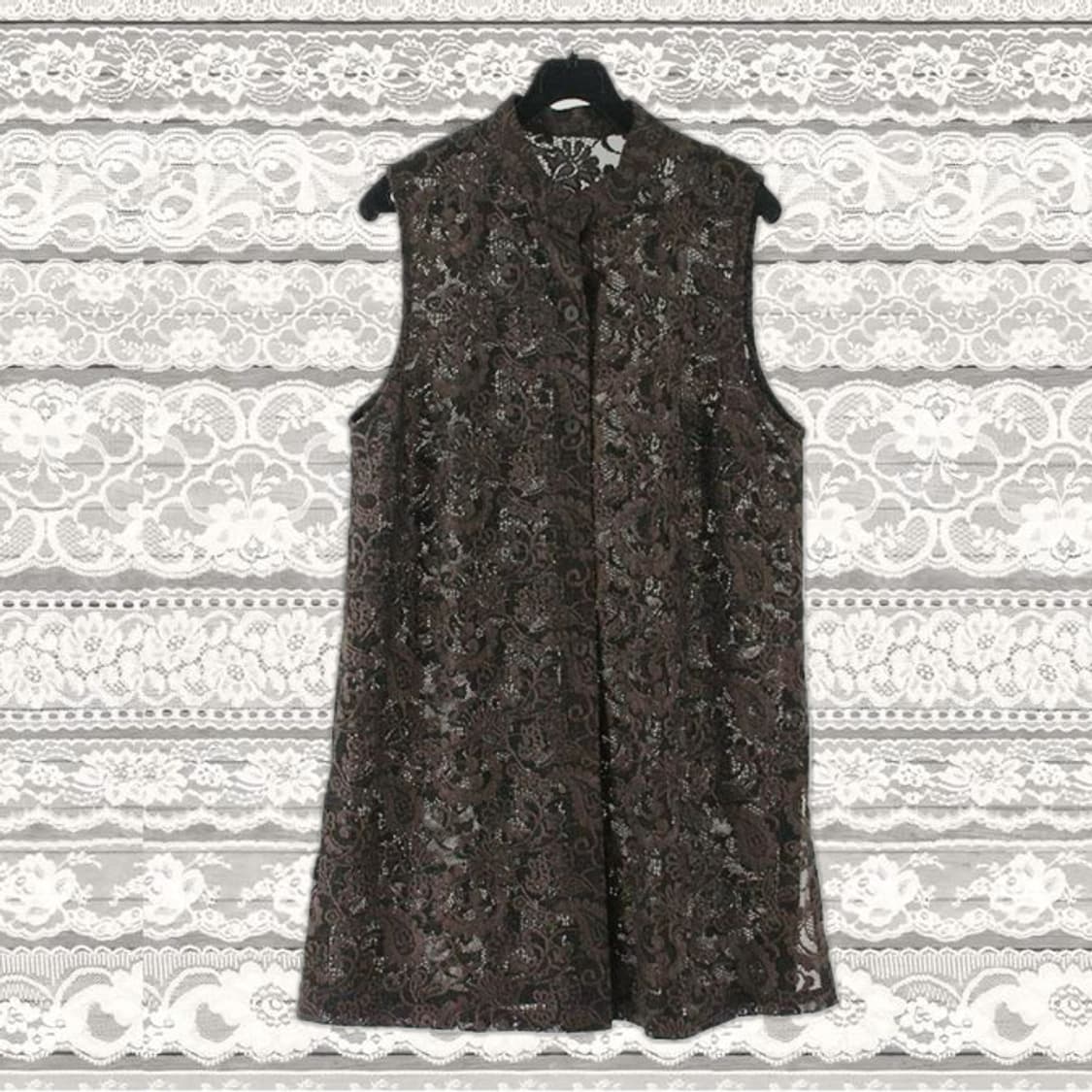 레이스 블랙 롱 조끼 베스트 갸루 대장템 라떼 모리걸 고스펑크 공겜y2k 상품이미지2