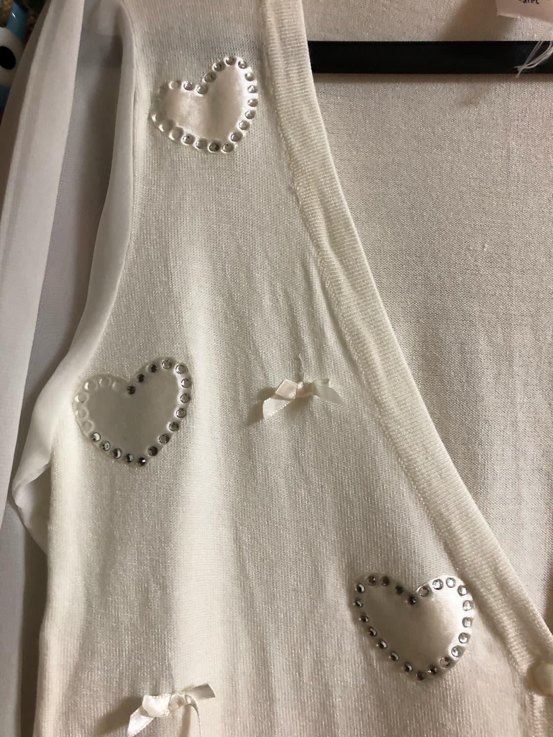 Y2K 하트 쥬얼 포인트 시스루 가디건 상품이미지2