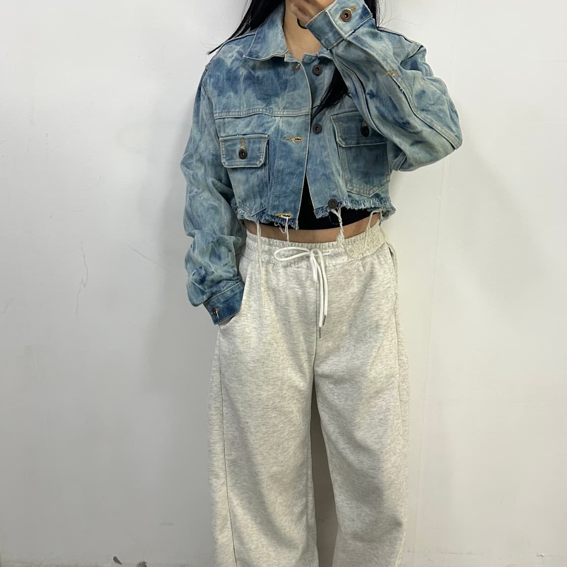 후아유 커스텀 크롭 청자켓[689] 상품이미지1