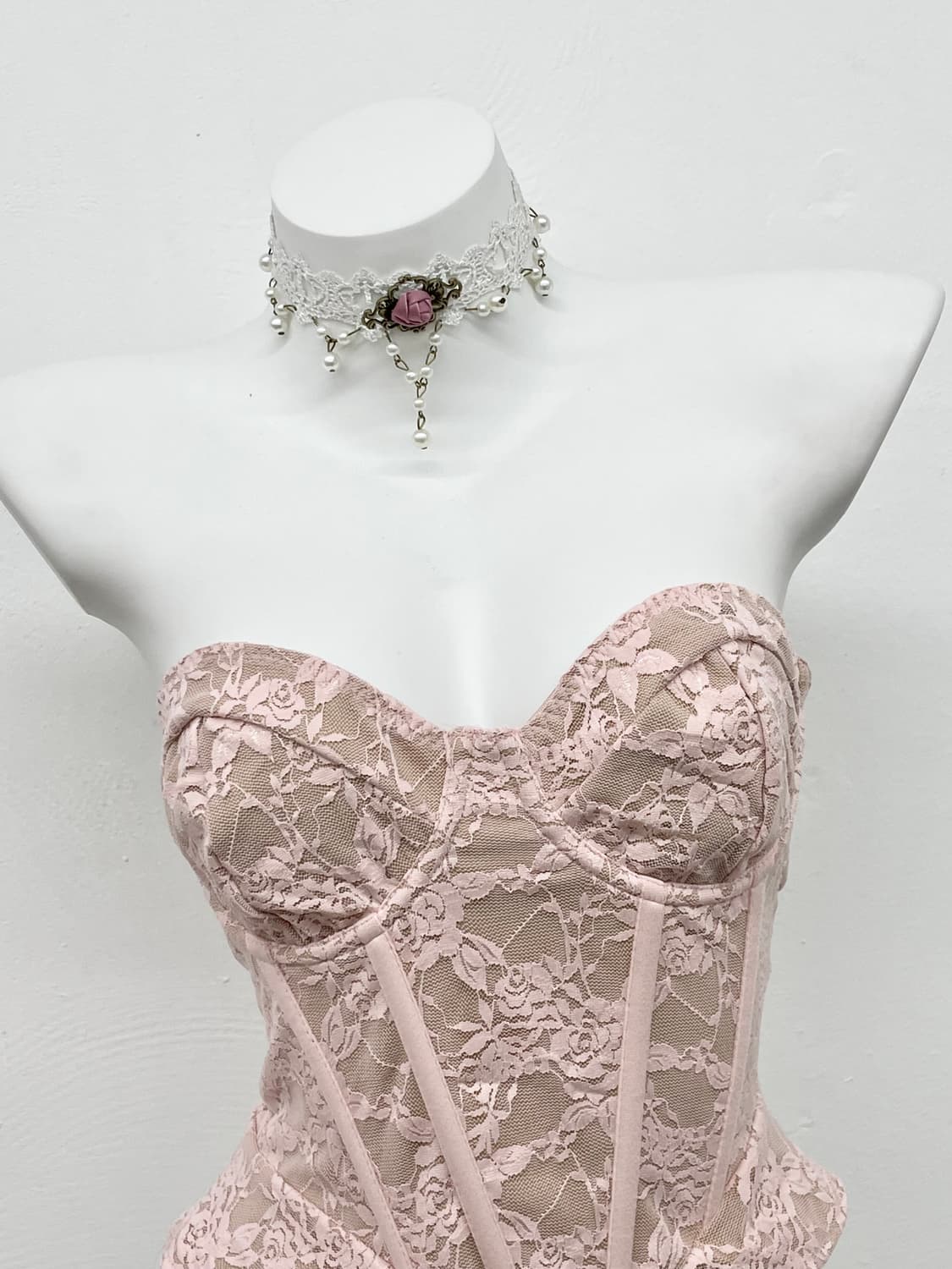 핑크 로즈 레이스 코르셋 상품이미지2