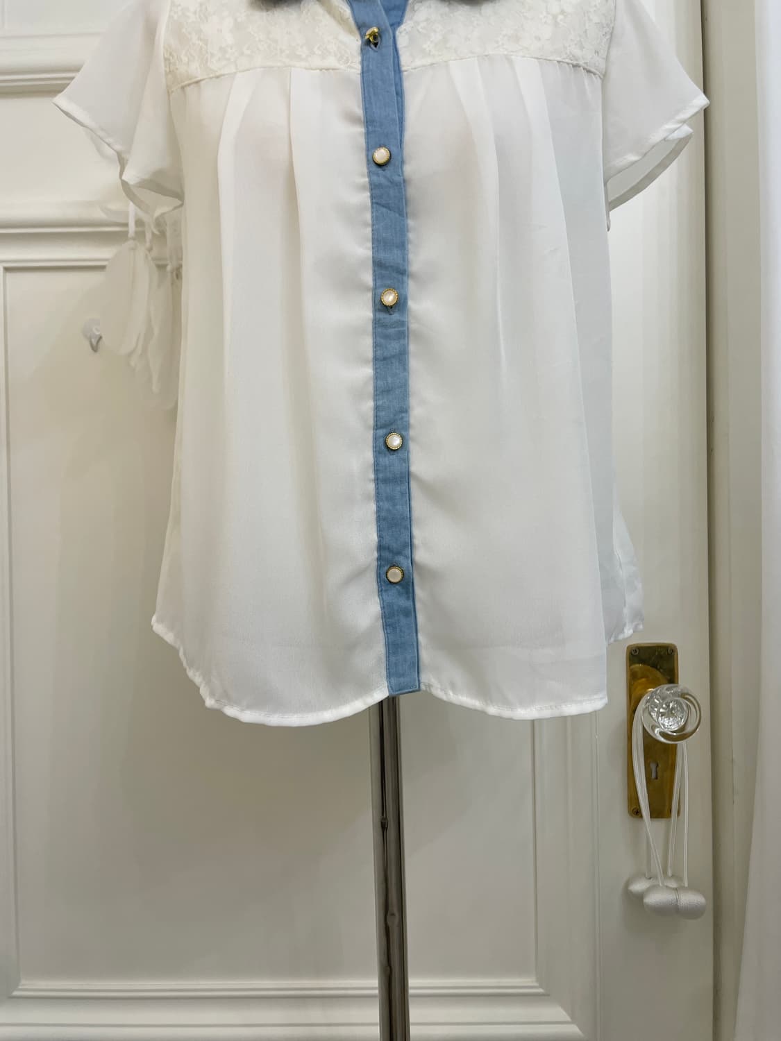 ivory denim point lace blouse 상품이미지8