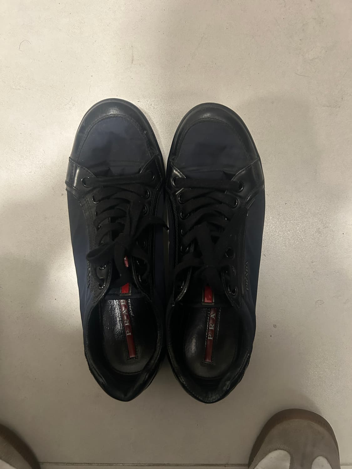 (270)프라다 스포츠 레더 나일론 메탈 로고 트레이너 스 니커즈 상품이미지1