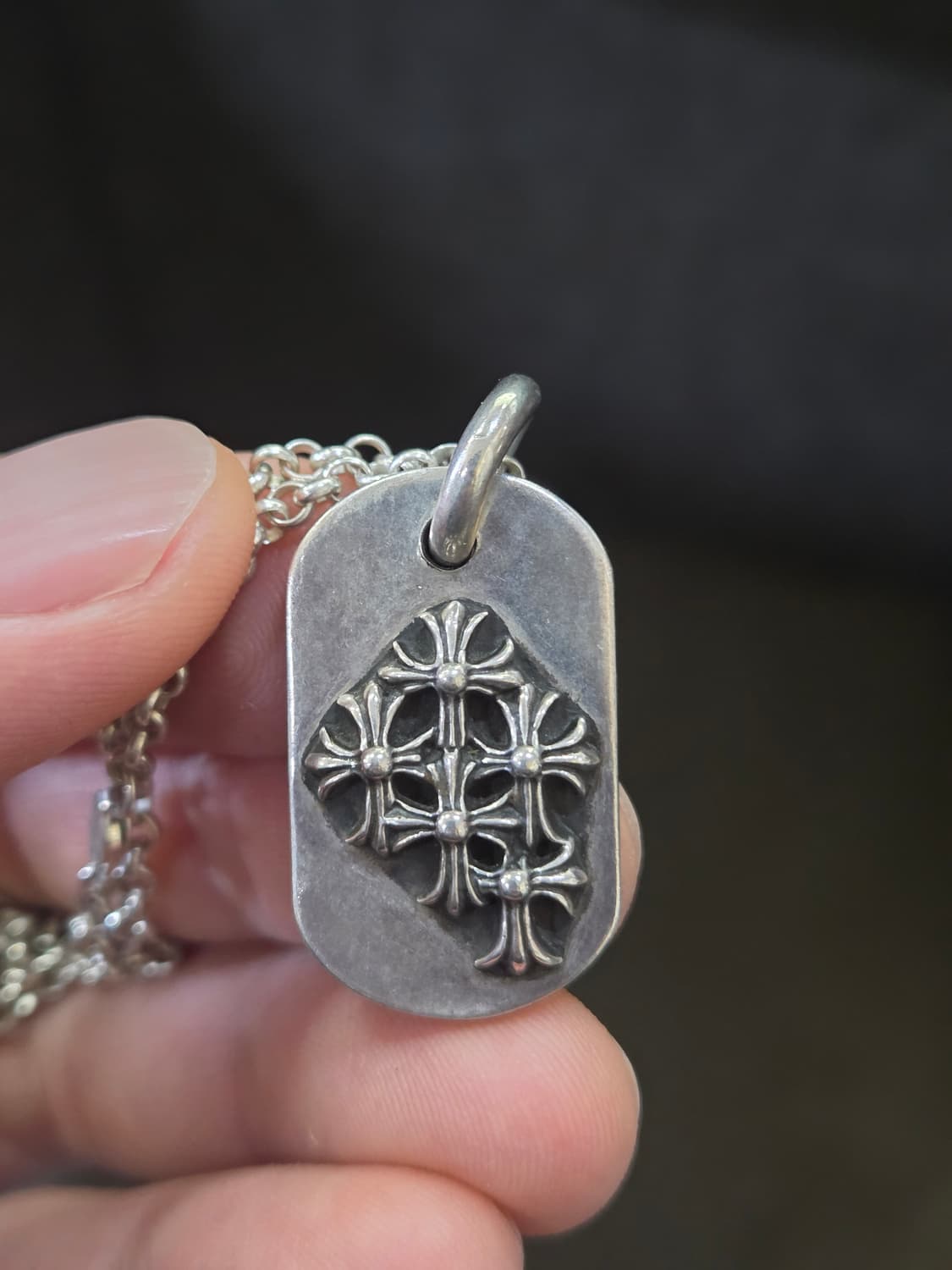 크롬하츠 세메터리 레이즈드 도그택 + 한스룸 롤체인 상품이미지1