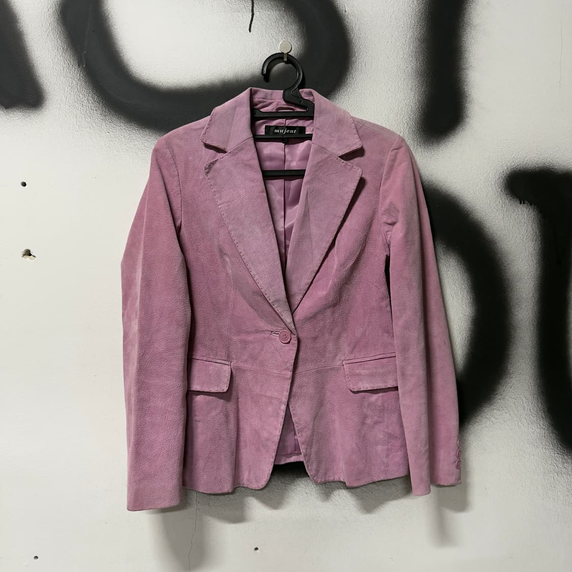 VTG 빈티지 베이비 핑크 리얼 레더 돈피 싱글 블레이저 자켓 상품이미지1