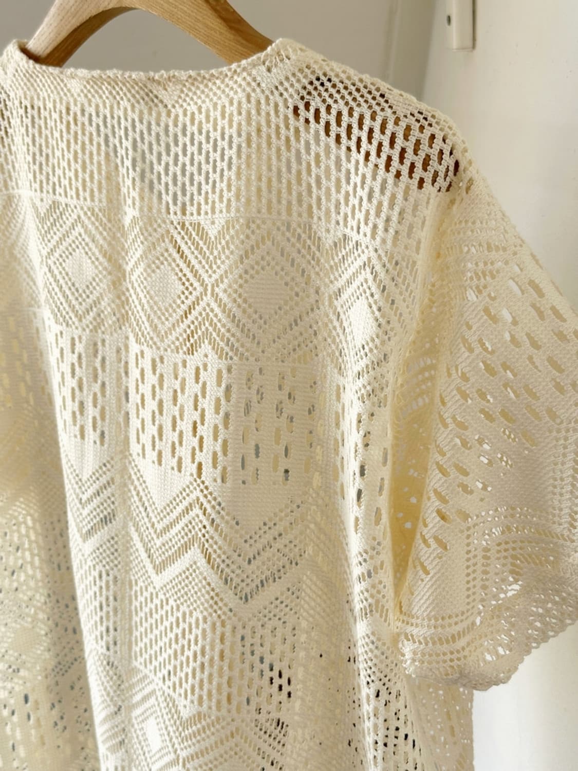 Cotton blend punch knit button top 상품이미지7