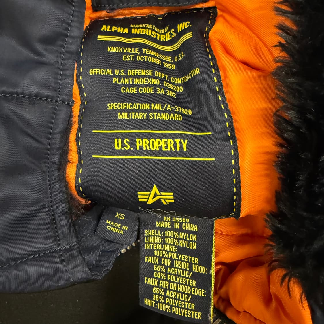 [정품/XS] 알파인더스트리 후드 패딩 네이비 b19 상품이미지5