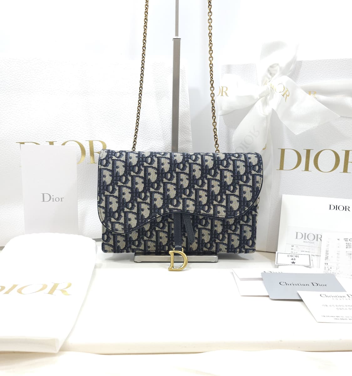 [정품]디올 오블리크 새들 미디엄 체인 파우치 상품이미지1