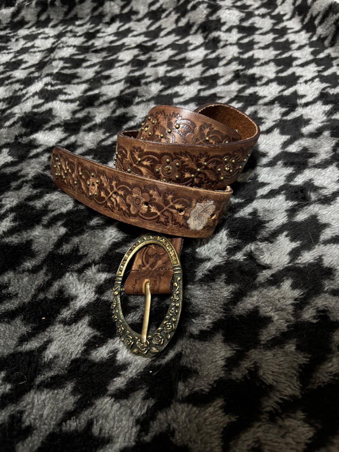 “Unknown” ethnic Cubic Detail Brown Belt 상품이미지6