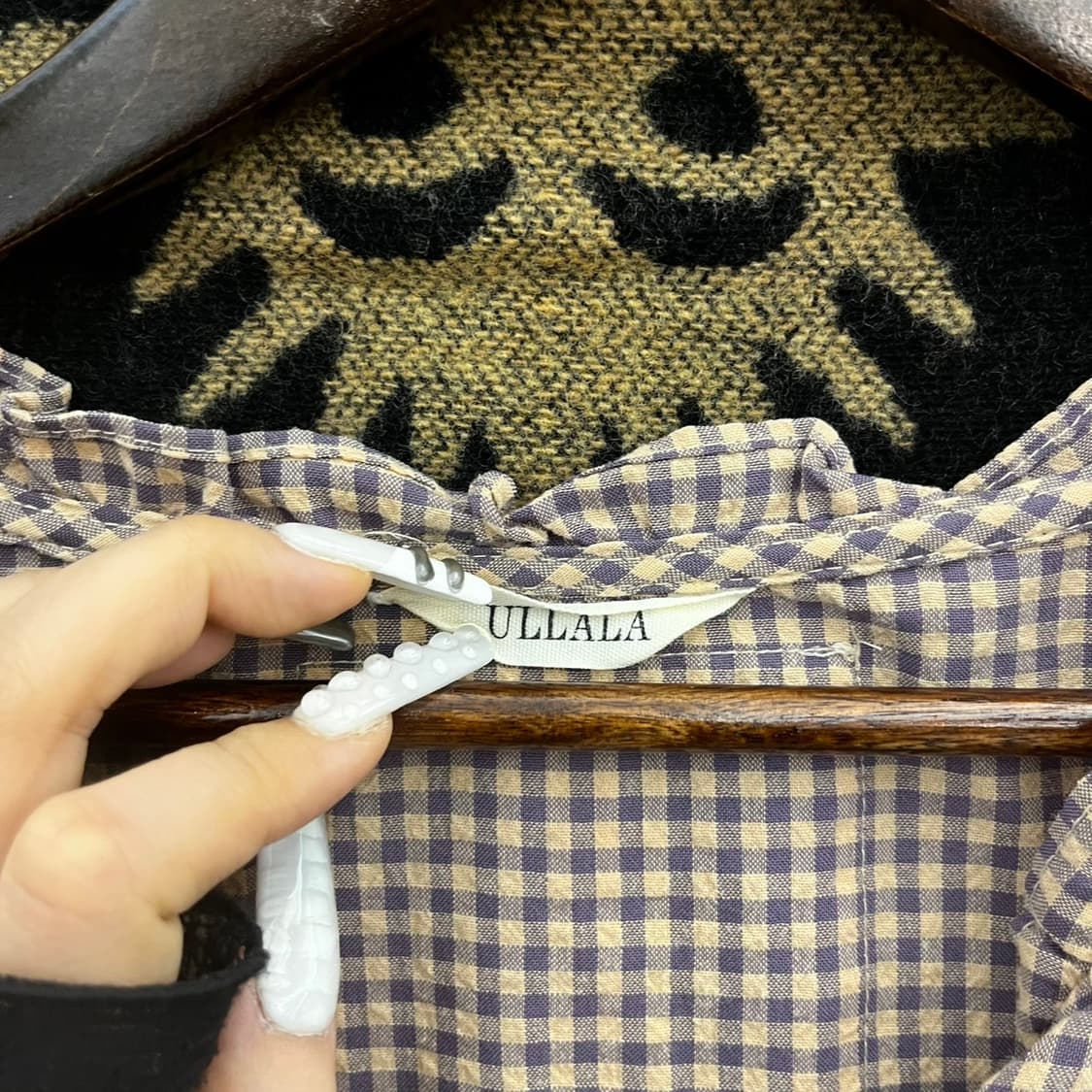 울랄라 빈티지 앤 러블리 퍼프 체크 코지 파자마 블라우스 K0114 상품이미지5