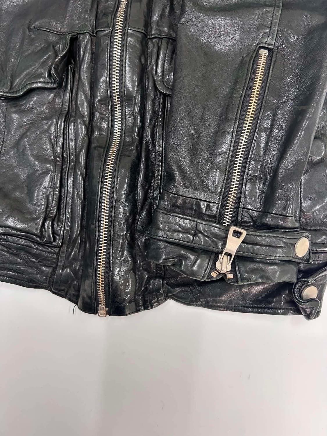 [M] Vintage 이태리 솔로프 leather 더블 디테일 집업 라이 상품이미지4