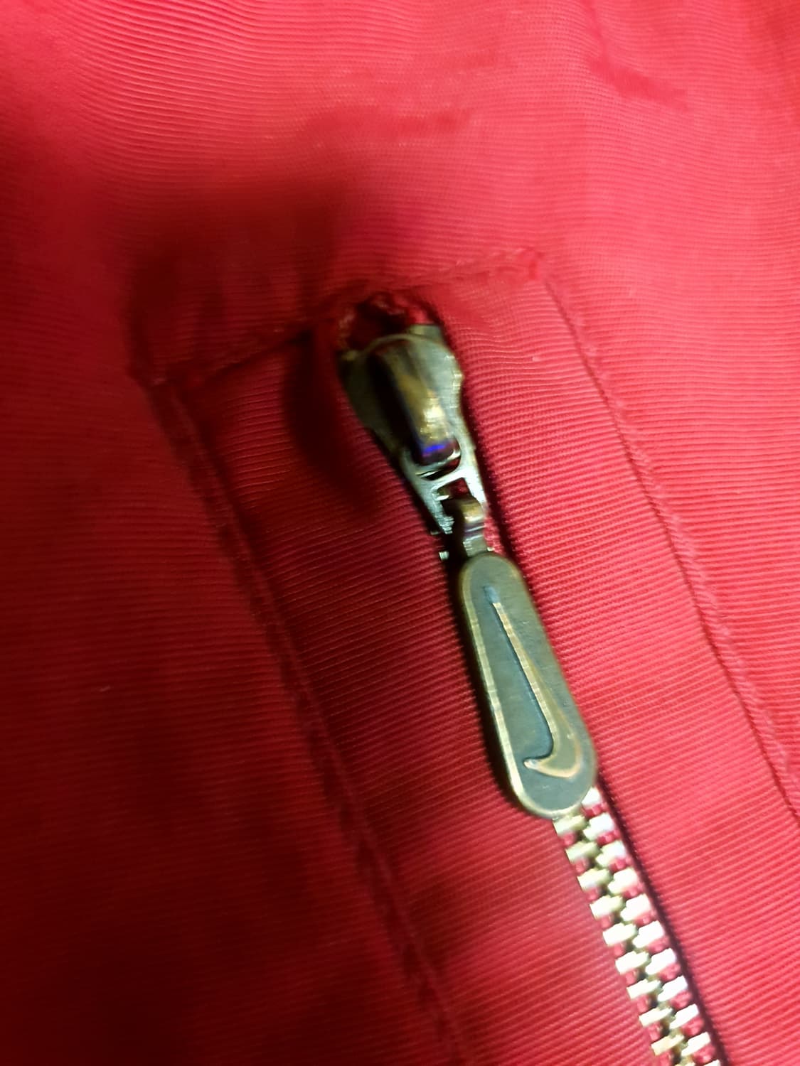 (빈티지) 나이키 90s 올드스쿨 스우시 자수 풀오버 벤치파카 레드(M) 상품이미지4