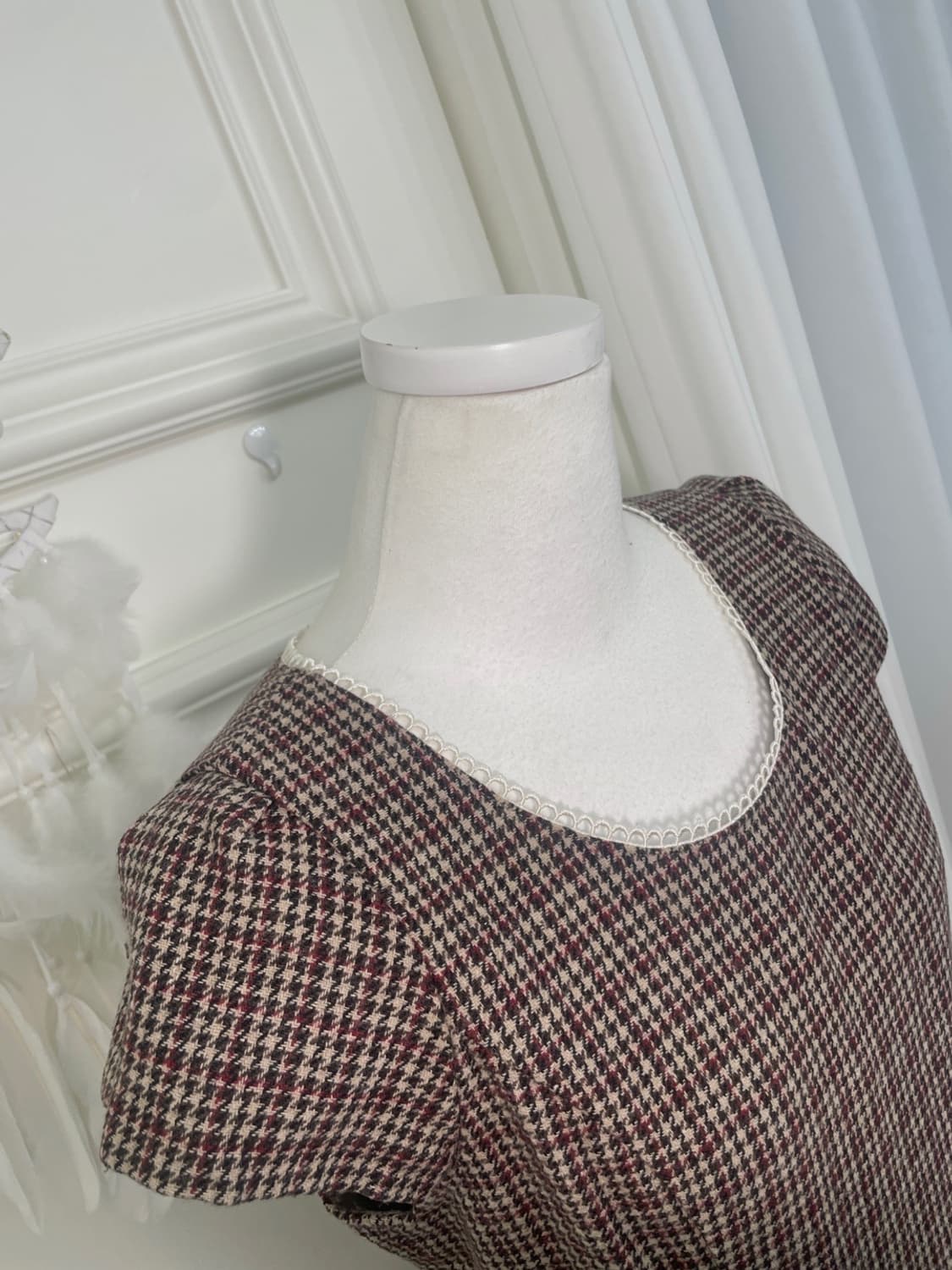 LEST ROSE brown red check pleats lovely 상품이미지7