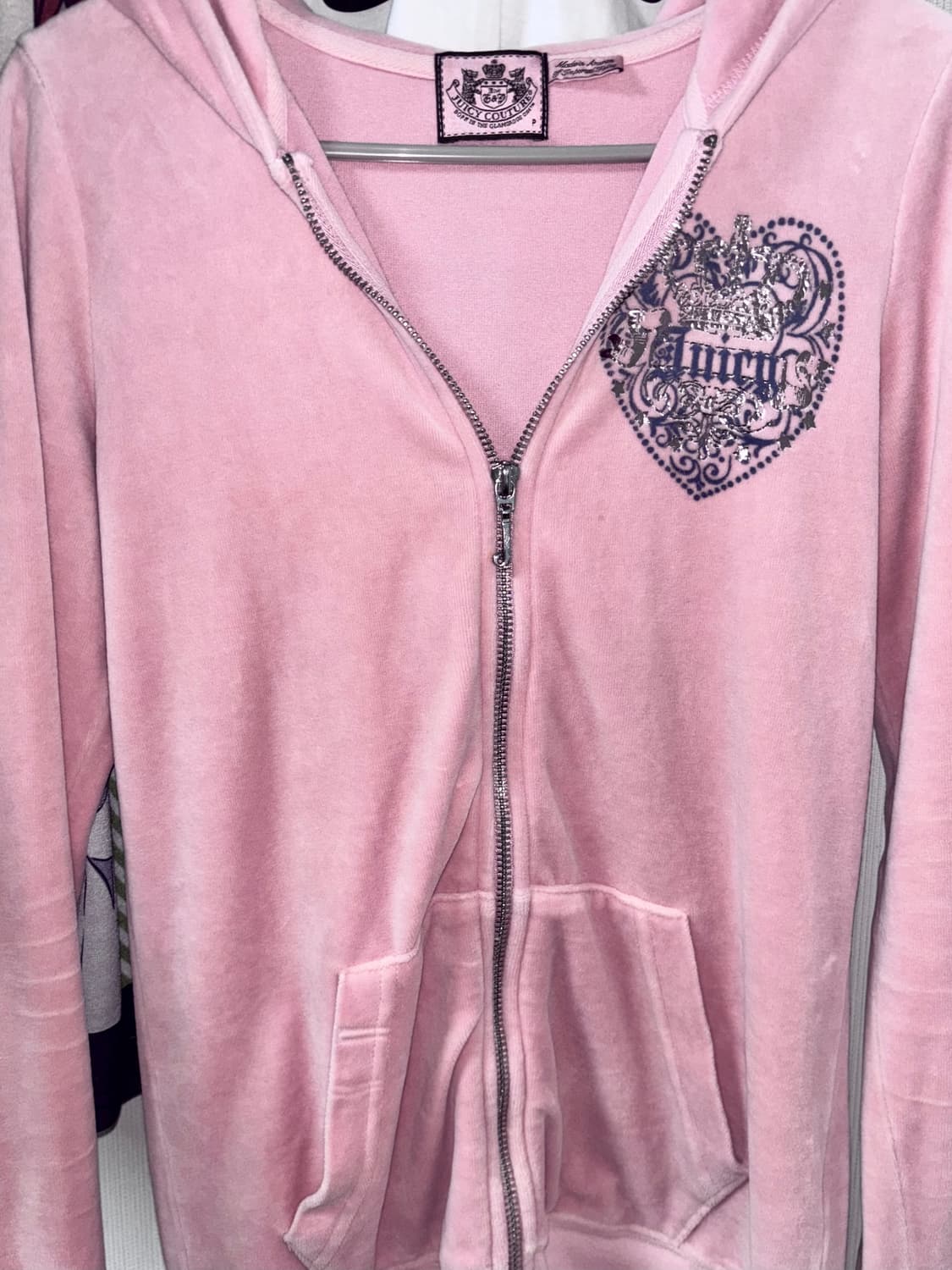 쥬시꾸뛰르 빈티지 핑크 벨벳 후드 집업 히메갸루 오네갸루 상품이미지4