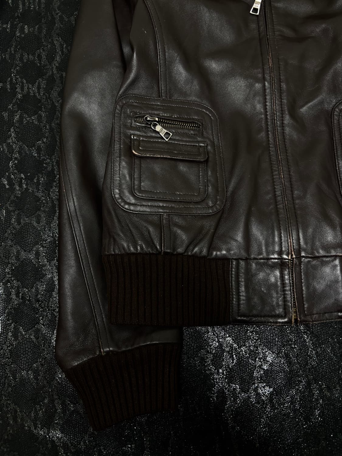 “Vintage” Brown Sheepskin Leather Jacket 상품이미지8