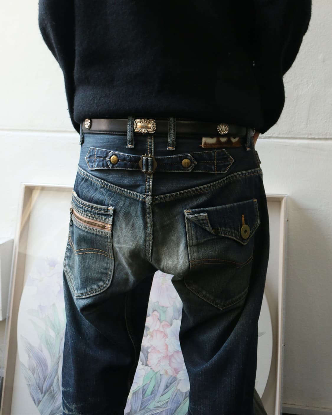 빈티지 웨스턴 레더 스터드 벨트 상품이미지3