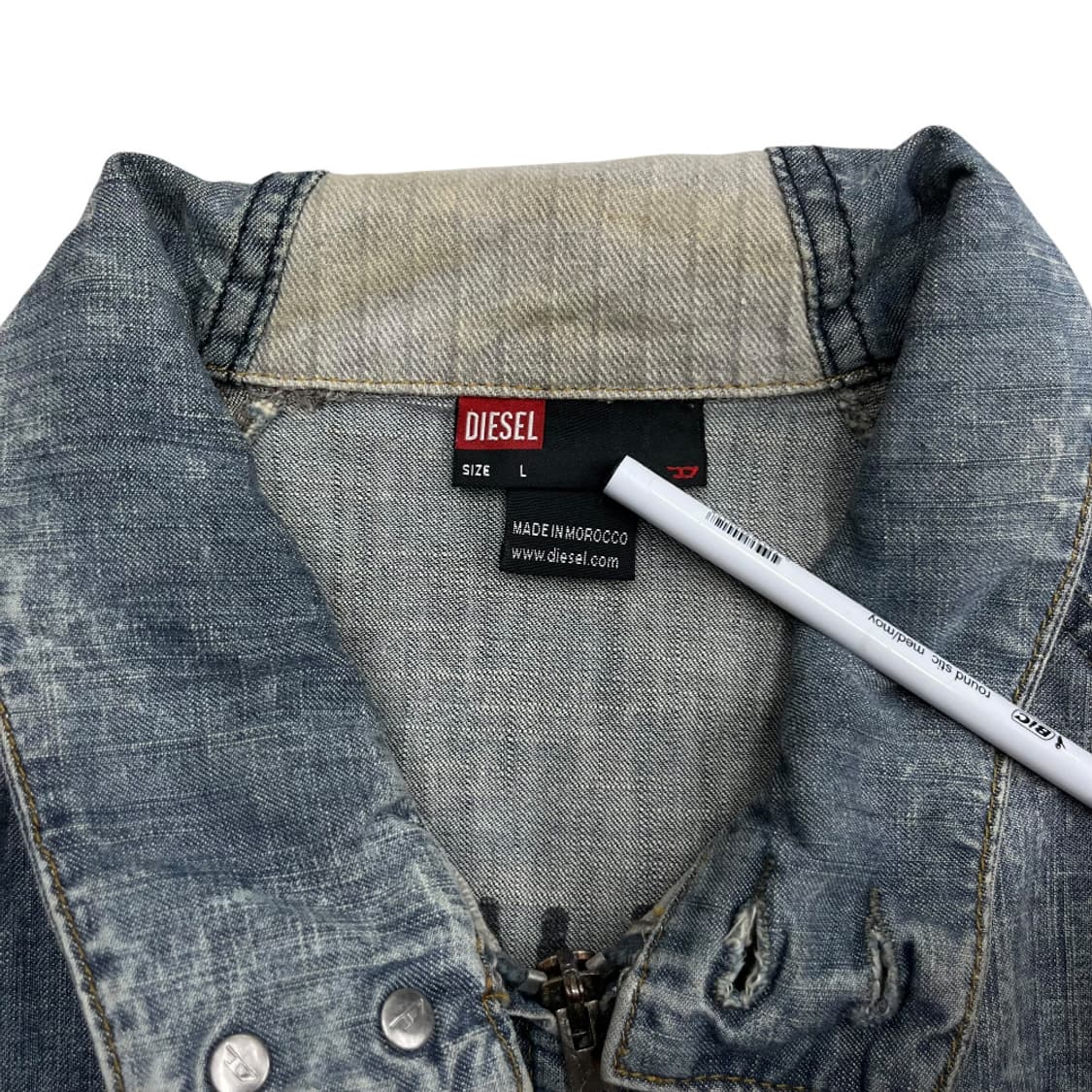 2000s 빈티지 디젤 워싱 데님 블루종 자켓 L 상품이미지6