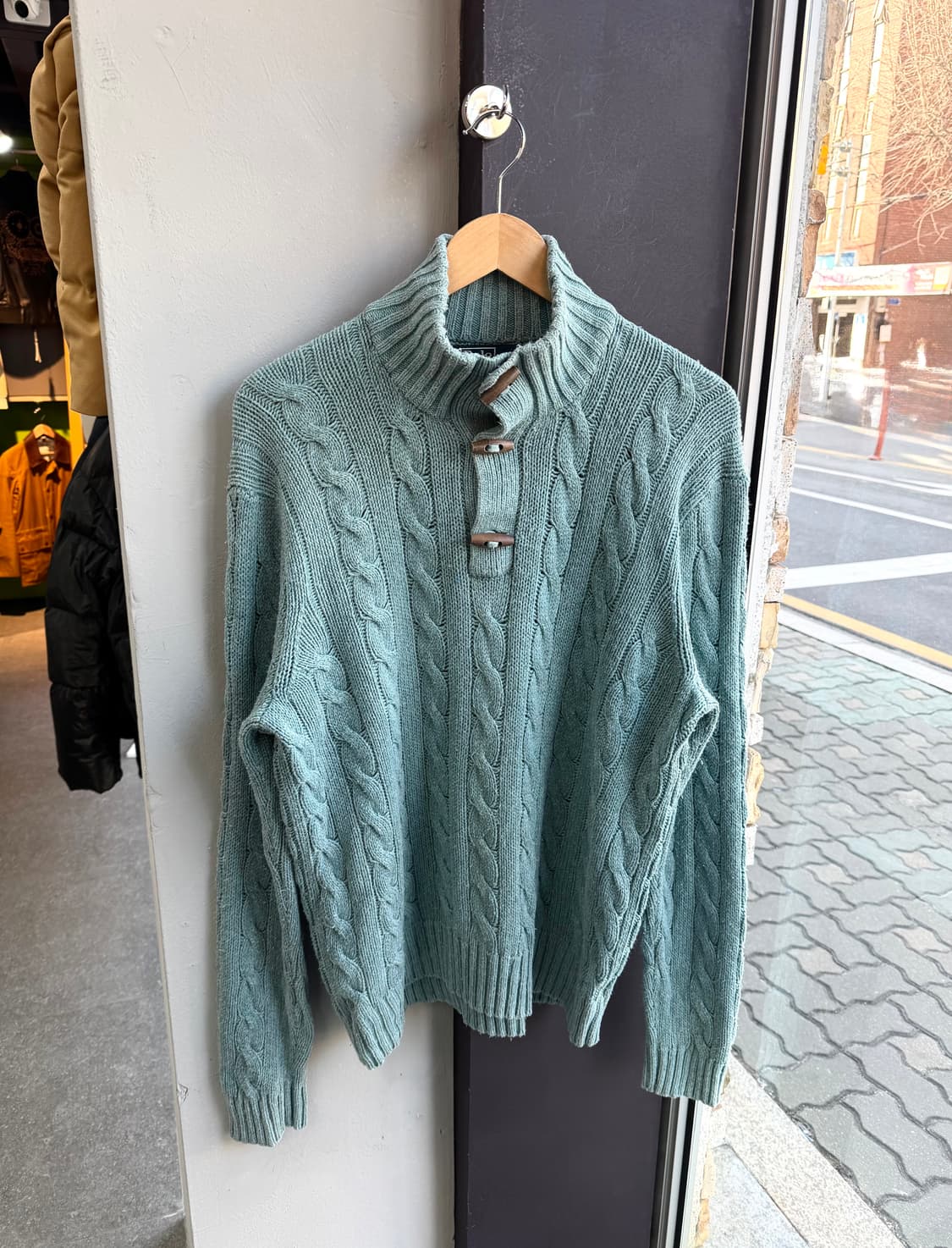 XL/ 폴로랄프로렌 실크100% 숄카라 케이블 니트 상품이미지2