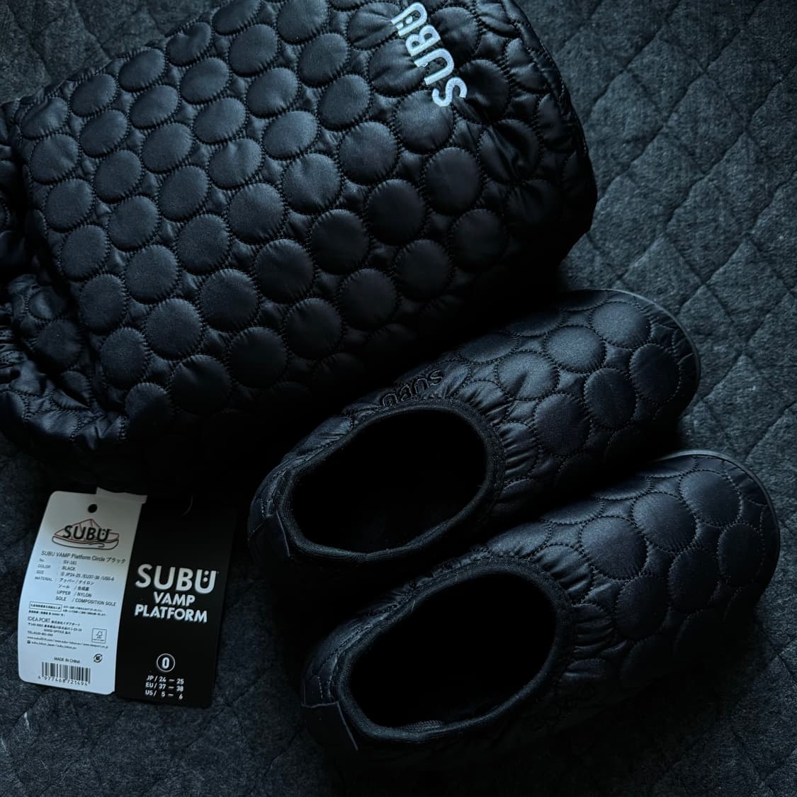 Subu 스부 뱀프 플랫폼 서클 블랙 파우치포함 풀구성 상품이미지5