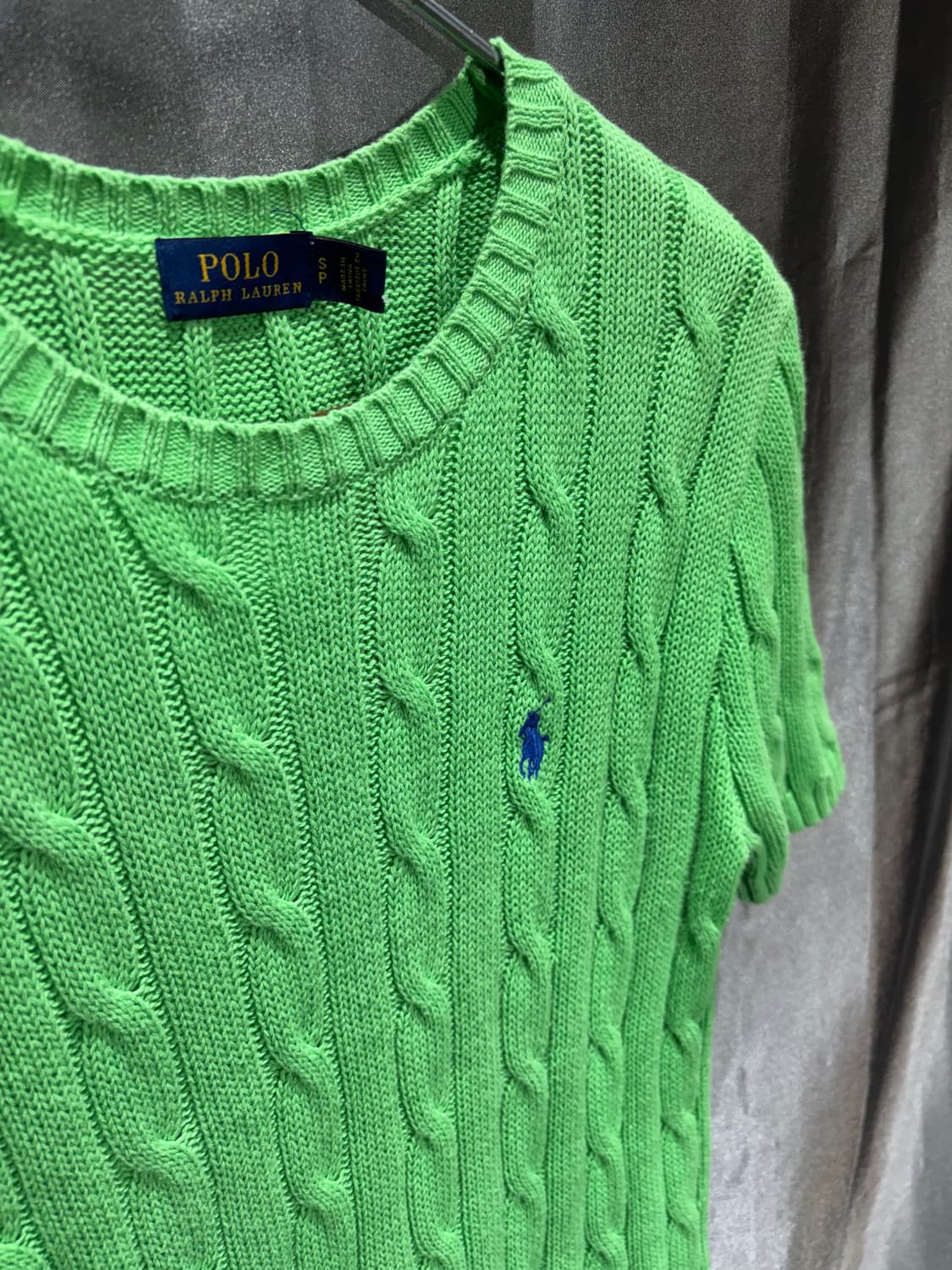 S 폴로랄프로렌 라이트그린 반팔 케이블 니트  상품이미지4