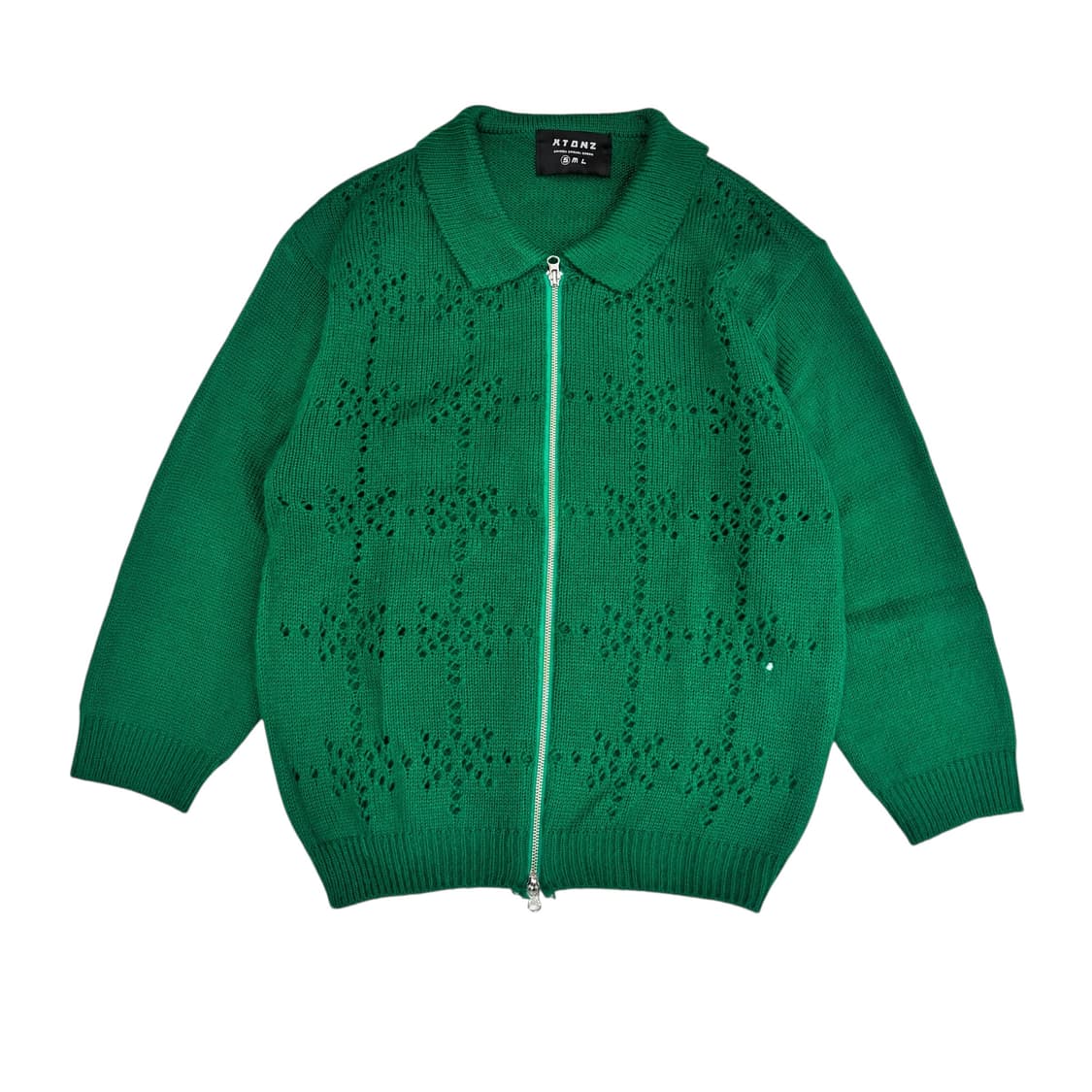 엑스톤즈 펀칭 니트 집업 상품이미지1