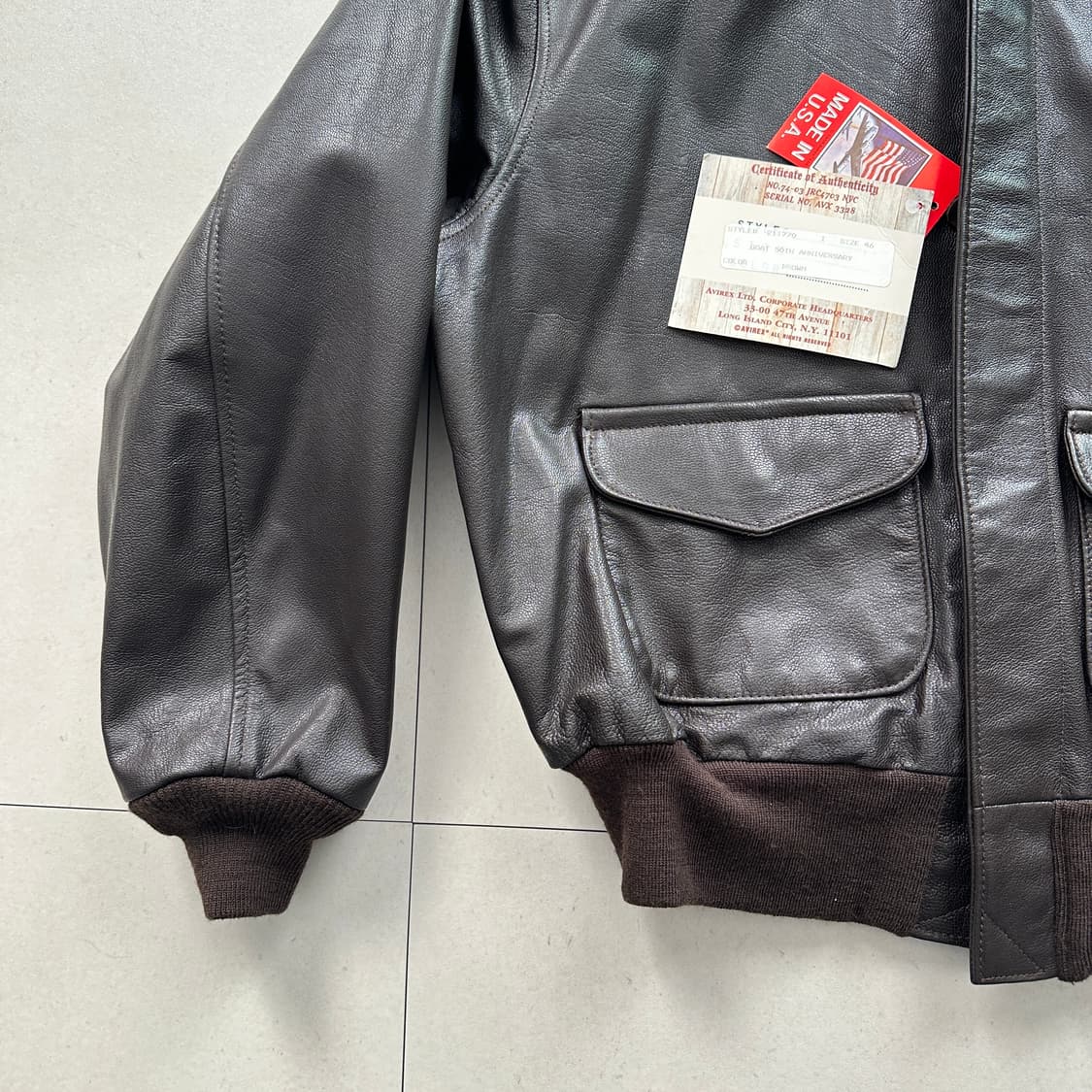 90s (데드스탁) 아비렉스 A-2 미공군 50주년 플라이트 가죽 자켓  상품이미지4