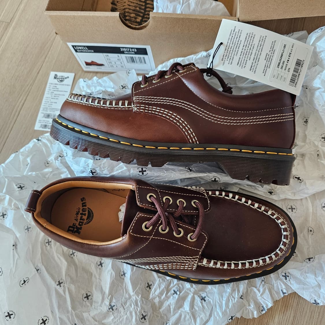 270 새제품) 닥터마틴 로웰 레더 목 토 슈즈 4EYE 구두 로퍼 워커 상품이미지1