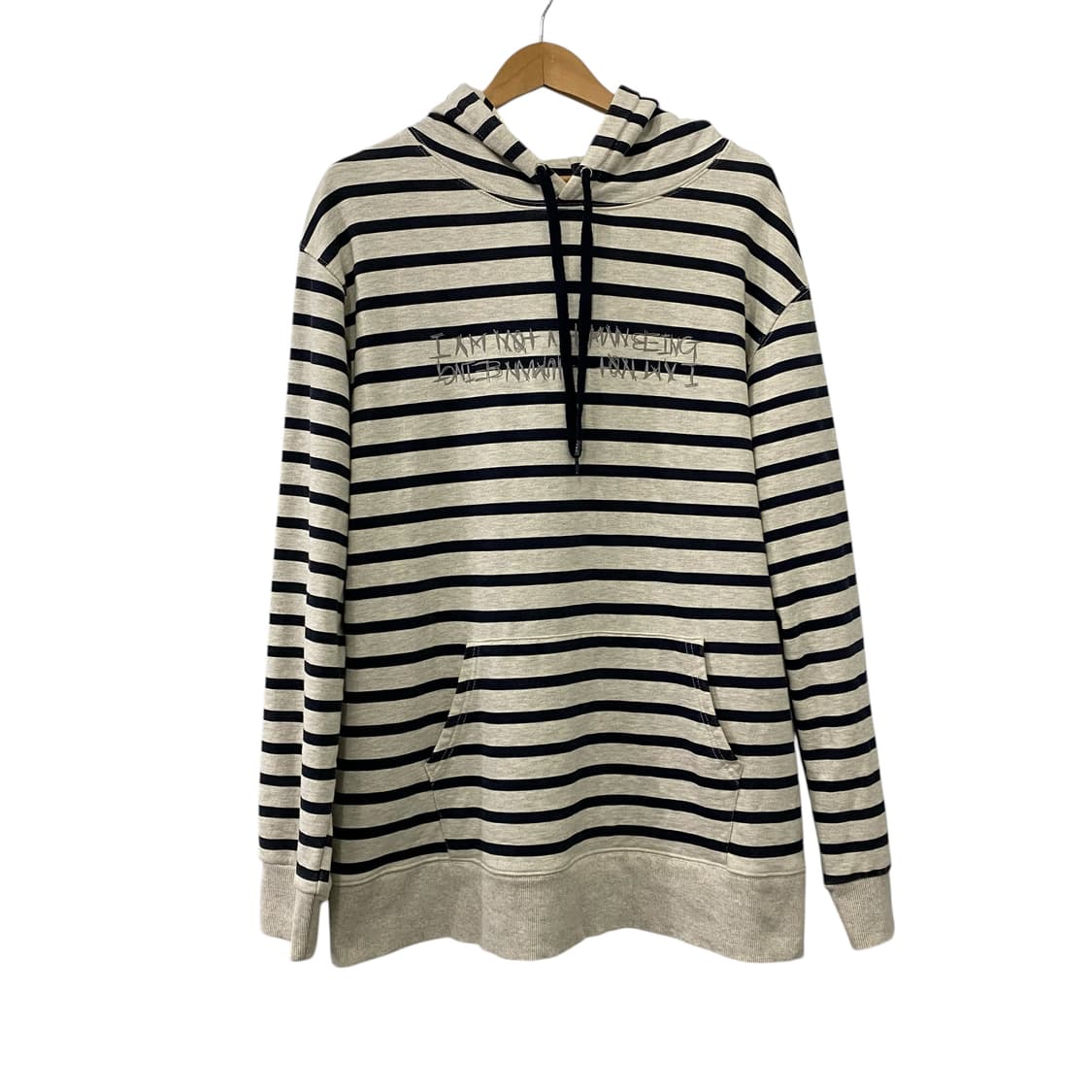 아임낫어휴먼비잉 스트라이프 자수 로고 후드(XL) 상품이미지1